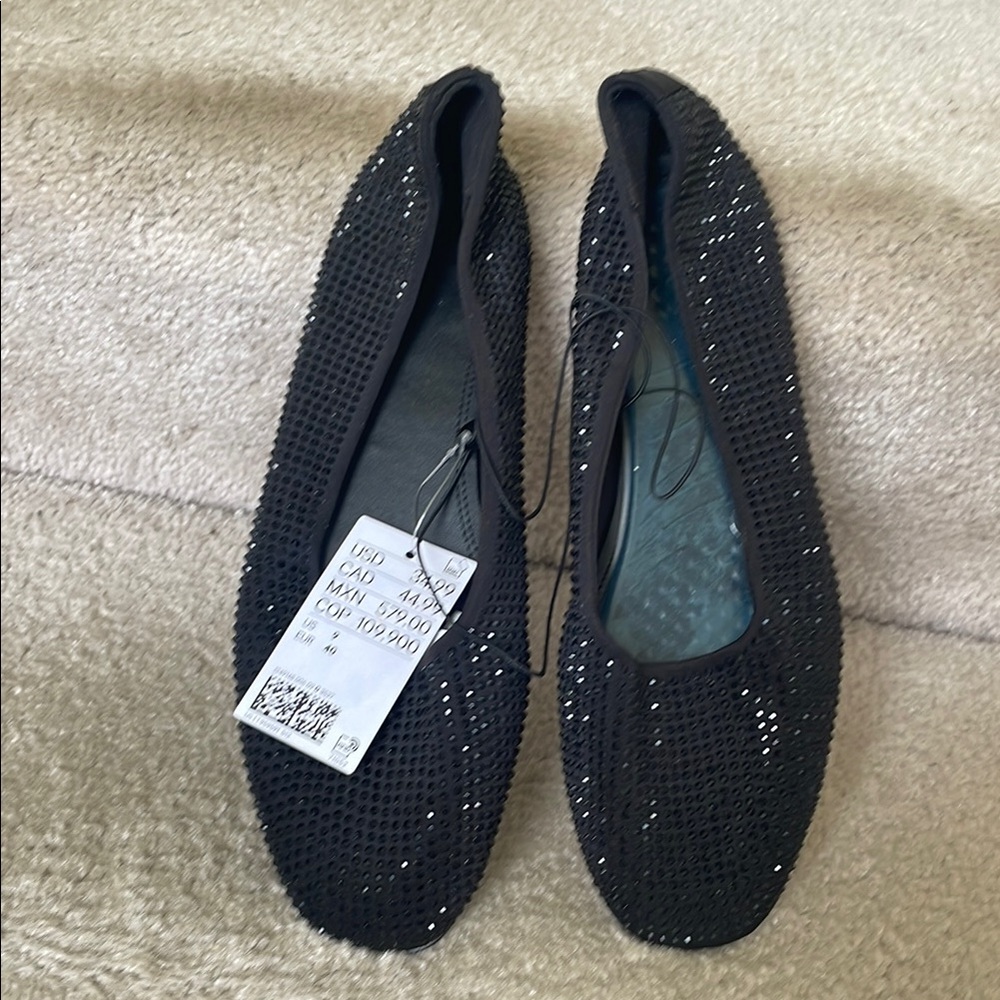 H & M Black Sequin Flats